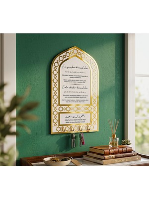 Mihrap Desenli Anahtarlık -Islami Duvar Sanatı-Ahşap Akrilik Ev Ofis Dekoru
