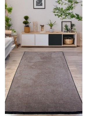 Empressco Bej Şönil Kilim Salon Oturma Çocuk Odası Yıkanabilir Hasır Kaymaz Tabanlı Yolluk Halı