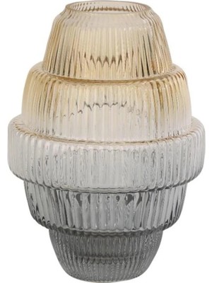 Empressco Topaç Dekoratif Cam Vazo Sarı-Gri 16,5*16,5*23,5 cm AK.JK0022