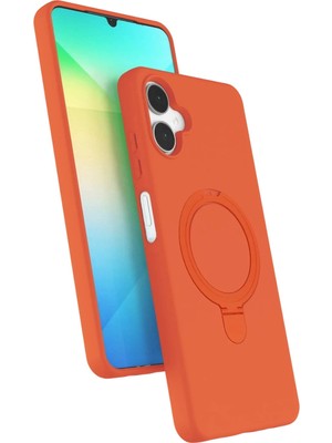 Mey Ithalat®  Samsung Galaxy A06 Regal Magsafe Standlı Kapak - Turuncu