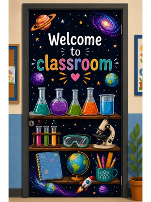 Promisebackdrop2 190X75CM Lastikli Kapı Süsü, Kumaş Kapı Giydirme, Welcome To Classroom, Sınıf Kapısı, Okul Etkinlik Kapı Süsü