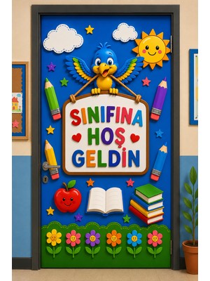 Promisebackdrop2 190X75CM Lastikli Kapı Süsü, Kumaş Kapı Giydirme, Sınıfına Hoş Geldin, Sınıf Kapısı, Okul Etkinlik Kapı Süsü