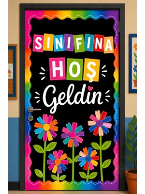 Promisebackdrop2 190X75CM Lastikli Kapı Süsü, Kumaş Kapı Giydirme, Sınıfına Hoş Geldin, Sınıf Kapısı, Okul Etkinlik Kapı Süsü