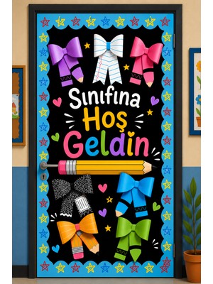 Promisebackdrop2 190X75CM Lastikli Kapı Süsü, Kumaş Kapı Giydirme, Sınıfına Hoş Geldin, Sınıf Kapısı, Okul Etkinlik Kapı Süsü