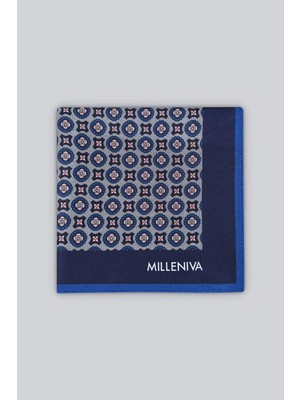 Milleniva Retro Motif Desenli Mavi Pembe 70x70 Soft Touch Mat Kare Fular