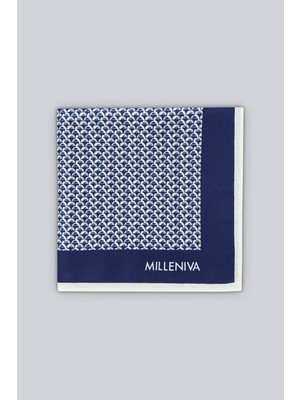 Milleniva Mikro Pul Desenli Mavi Beyaz 70x70 Soft Touch Mat Kare Fular