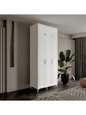 Macera Mobilya Milas Gold 3 Kapaklı Komple Mdf Ayaklı Yüklüklü Gardırop