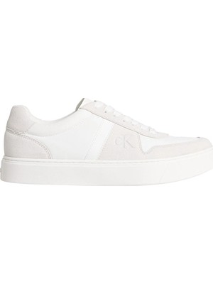 Calvin Klein Jeans Erkek Classic Cupsole Lace Mix Emb Tongue Ayakkabı YM0YM013950K4 Beyaz