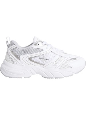 Calvin Klein Jeans Bağcıklı Kadın Retro Tennis Mesh Ayakkabı YW0YW018070LI Beyaz/gümüş