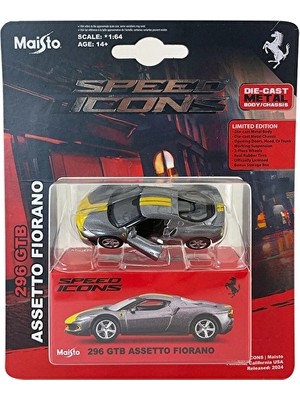 Maisto Speed Icons 1:64 Ferrari 296 Gtb Assetto Fiorano Gri