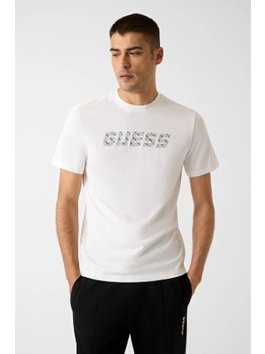 Guess Jeans Regular Fit Erkek Guess Tişört Z6RI15I3Z14 Açık Beyaz