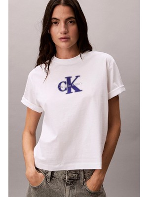 Calvin Klein Jeans Kadın Tişört LV047F800G Beyaz