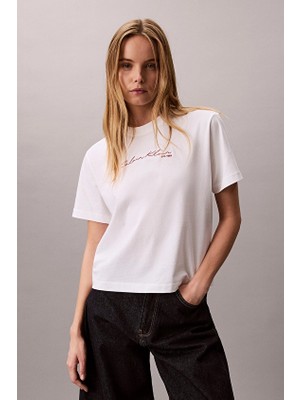 Calvin Klein Jeans Kadın Tişört LV047F820G Beyaz