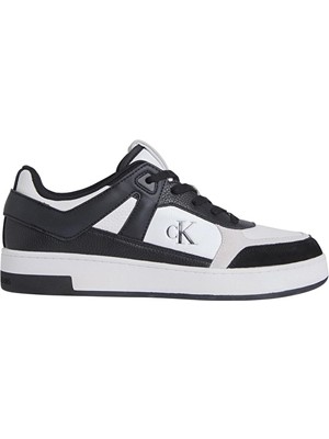Calvin Klein Jeans Bağcıklı Erkek Basket Cup Low Laceup Mix Ayakkabı YM0YM0130801W Beyaz/siyah