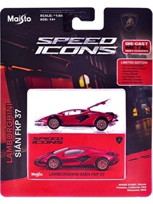 Maisto Speed Icons 1:64 Lamborghini Sian Fkp 37 Metalik Kırmızı