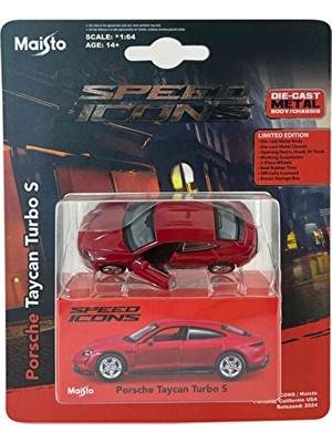 Maisto Speed Icons 1:64 Porsche Taycan Turbo S Kırmızı