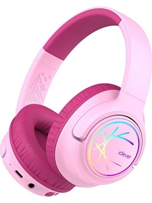 Iclever BTH18 Bpa Free LED Işıklı Çocuk Bluetooth Kulaklık - Pembe