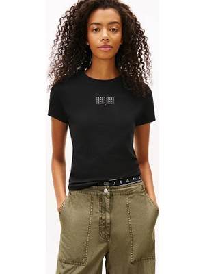 Tommy Jeans Kadın Tişört DW0DW21841 Siyah