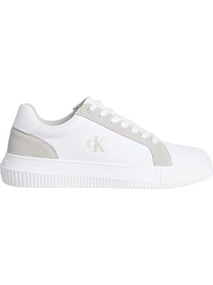 Calvin Klein Jeans Bağcıklı Erkek Chunky Cupsole Mg Canvas Ayakkabı YM0YM0121902S Beyaz