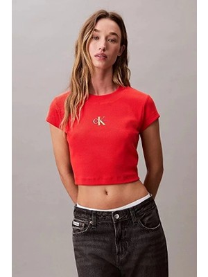 Calvin Klein Jeans Kadın Tişört LV047AB802 Kırmızı
