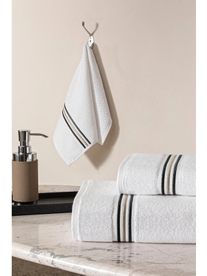 Cottons &amp; Clouds Stripe Nakışlı Banyo Havlusu 100 x 150 cm