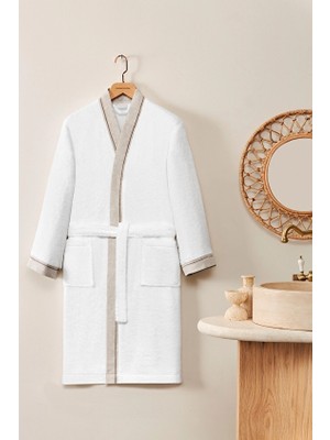 Cottons &amp; Clouds Linen Nakışlı Kimono Bornoz