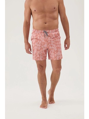 Cottons &amp; Clouds Beli Lastikli Regular Fit Su Itici Ip Bağlamalı Erkek Iki Yan Cep Detaylı Özellikli Mayo Şort CC0702 Desenli