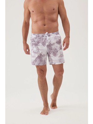 Cottons &amp; Clouds Beli Lastikli Regular Fit Su Itici Ip Bağlamalı Erkek Iki Yan Cep Detaylı Özellikli Mayo Şort CC0701 Desenli