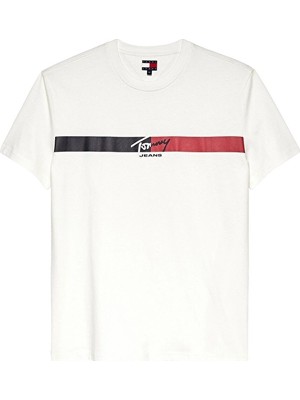 Tommy Jeans Erkek Tişört DM0DM22539 Beyaz