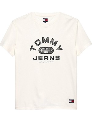 Tommy Jeans Erkek Tişört DM0DM22551 Beyaz