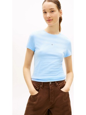 Tommy Jeans Kadın Tişört DW0DW18398 Mavi
