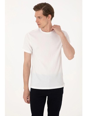Pierre Cardin Slim Fit Kısa Kol Erkek Tişört 2197715 Ekru