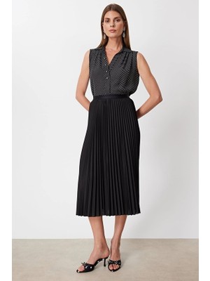 Ekol Regular Fit Polyester Lastikli Kadın Etek 03960 Siyah