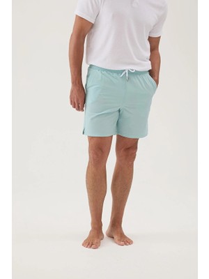 Cottons &amp; Clouds Beli Lastikli Regular Fit Su Itici Ip Bağlamalı Erkek Iki Yan Cep Detaylı Özellikli Mayo Şort CC0722 Bulut Mavisi