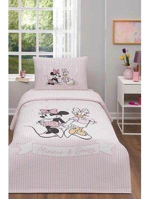 Özdilek Minnie And Daisy Tek Kişilik Disney Lisanslı Lastikli Çarşaf Çocuk Pike Takımı
