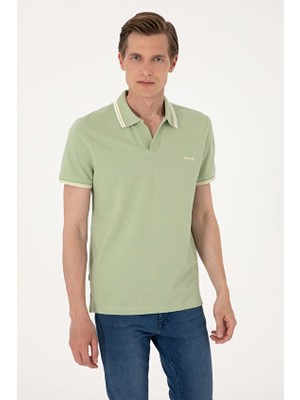 Pierre Cardin Fermuarlı Polo Yaka Slim Fit Kısa Kol Erkek Tişört 2131878 Açık Haki