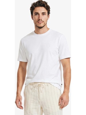 Nautica Relaxed Fit Erkek Tişört V65260T Beyaz