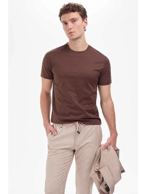 Pierre Cardin Regular Fit Erkek Tişört Pu 8898 Kahverengi