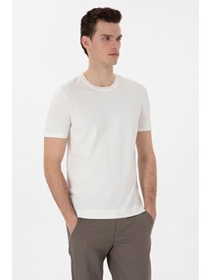 Pierre Cardin Slim Fit Kısa Kol Erkek Tişört 2175973 Ekru