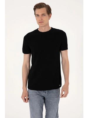Pierre Cardin Slim Fit Kısa Kol Erkek Tişört 2118912 Siyah