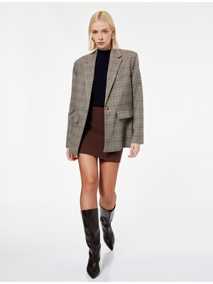 Koton Slim Fit A Kesim Yüksek Bel Mini Etek