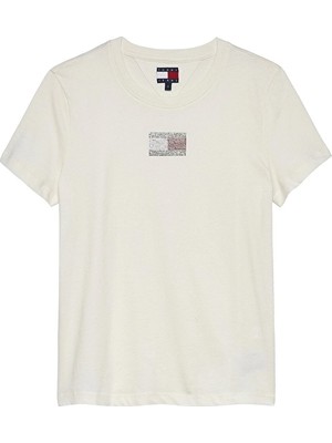 Tommy Jeans Kadın Tişört DW0DW21965 Beyaz