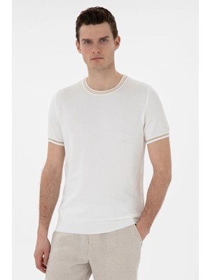 Pierre Cardin Slim Fit Kısa Kol Erkek Tişört 2119306 Ekru
