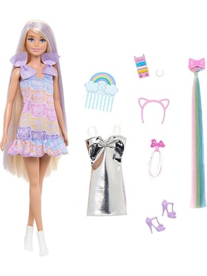 Barbie Upuzun Muhteşem Saçlı Bebekler-Saç Tasarım Oyun Seti