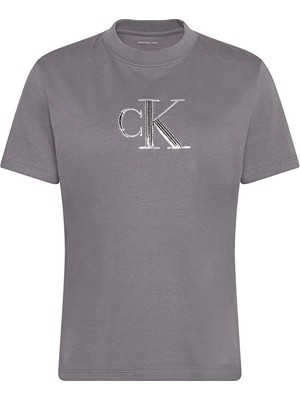 Calvin Klein Jeans Kadın Tişört LV044E215G Gri