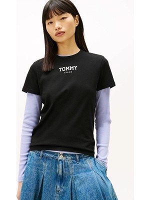 Tommy Jeans Kadın Tişört DW0DW21842 Siyah