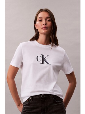 Calvin Klein Jeans Kadın Tişört LV044E215G Beyaz