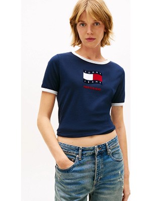 Tommy Jeans Kadın Tişört DW0DW22306 Mavi