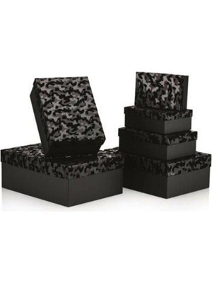Gıpta BX6856 Black Whıte Gold Lüx Dikdörtgen 6lı Kutu Set