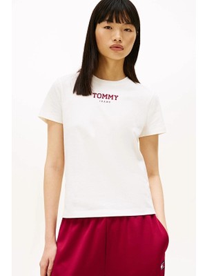 Tommy Jeans Kadın Tişört DW0DW21842 Beyaz